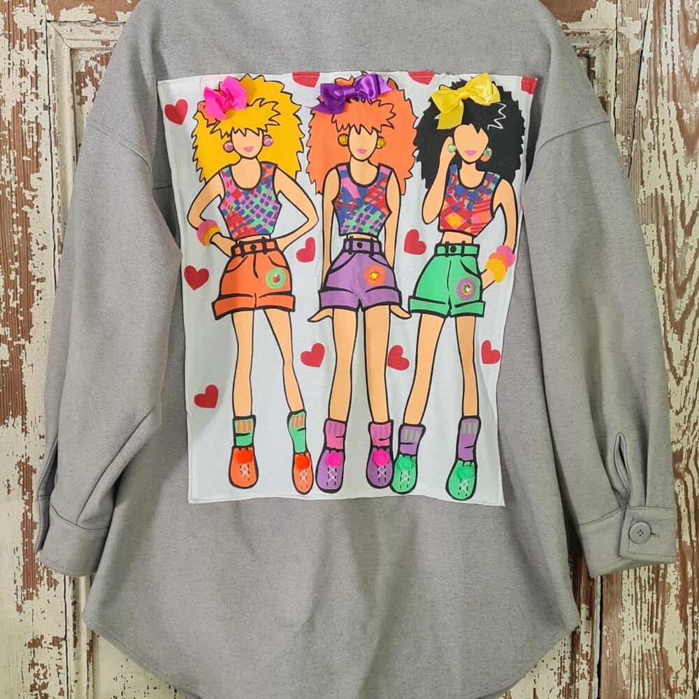 unique Jacket with 80th girls patch Size S/M oversize